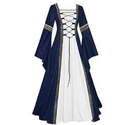 Women's Retro Medieval Dress with Trumpet Sleeves, Medieval Victorian Queen Dresses, Renaissance Gothic Maxi Dress, Carnival, Halloween Party, Cosplay, Tied Waist Princess Dresses