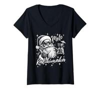 Womens Retro Mele Kalikimaka Hawaiian Christmas Cocktail Party V-Neck T-Shirt