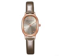 Women's Retro Minimalist Oval Dial Quartz PU Leather Strap Spiral Crown Everyday Elegant Classic (Grey)