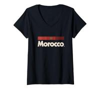 Women's Retro Morocco Flag Moroccan Moor Maroc V-Neck T-Shirt