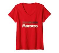 Women's Retro Morocco Flag Moroccan Moor Red Maroc V-Neck T-Shirt