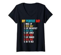 Women's Retro - My Perfect Day - Wake Up - Disc Golf V-Neck T-Shirt