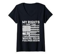Women's Retro My Rights Don't End Where Your Feelings Begin Veteran V-Neck T-Shirt