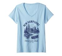 Womens Retro New Hampshire State Shirt Est 1788 White Mountains V-Neck T-Shirt