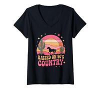 Womens Retro Nostalgia Western Music Raised On 90's Country Women V-Neck T-Shirt