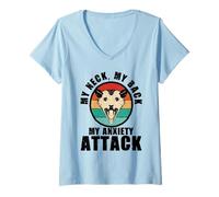 Womens Retro Opossum Anxiety Attack Humor Psychiatrists V-Neck T-Shirt