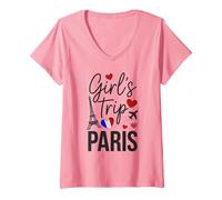 Women's Retro Paris Girls Trip Vacay Fabulous Vacation Sisters Moms V-Neck T-Shirt