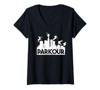 Women's Retro Parkour Free Running Traceur Freerunner Backflip Sport V-Neck T-Shirt