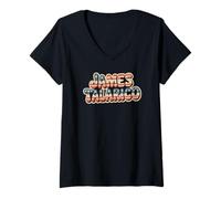 Women's Retro Patriotic Name James Talarico Texas Flag Style V-Neck T-Shirt