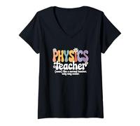 Womens Retro Physics Teacher Quantum Mechanics Science School V-Neck T-Shirt