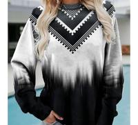 Women's Retro Print Sweatshirt Long Sleeve Round Neck Loose Fit Casual Pullover Top, For Daily Vacation Holiday Club Wear Spring Autumn Winter Fashion Street(XL A)