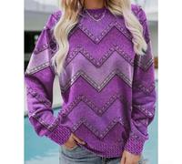 Women's Retro Print Sweatshirt Long Sleeve Round Neck Loose Fit Casual Pullover Top, For Daily Vacation Holiday Club Wear Spring Autumn Winter Fashion Street(3XL F)