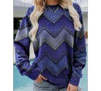 Women's Retro Print Sweatshirt Long Sleeve Round Neck Loose Fit Casual Pullover Top, For Daily Vacation Holiday Club Wear Spring Autumn Winter Fashion Street(S D)