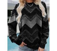 Women's Retro Print Sweatshirt Long Sleeve Round Neck Loose Fit Casual Pullover Top, For Daily Vacation Holiday Club Wear Spring Autumn Winter Fashion Street(4XL E)
