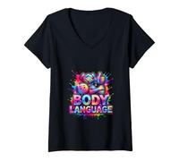Women's Retro Psychology Student Love Learning Body Language V-Neck T-Shirt
