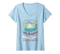 Womens Retro Purify Yourself Lake Minnetonka Meme V-Neck T-Shirt