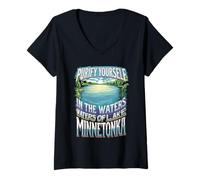 Womens Retro Purify Yourself Lake Minnetonka Meme V-Neck T-Shirt