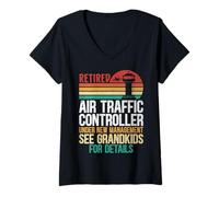 Women's Retro Retired Air Traffic Controller Under New Management V-Neck T-Shirt