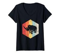 Womens Retro Rhino T-Shirt V-Neck T-Shirt