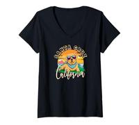 Womens Retro Santa Cruz California Beach Labrador Dog Breed V-Neck T-Shirt