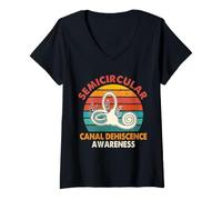Women's Retro SCDS Awareness Semicircular Canal Dehiscence Awareness V-Neck T-Shirt