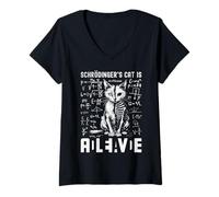 Women's Retro Schrödinger's Cat Dead and Alive Science Teacher V-Neck T-Shirt