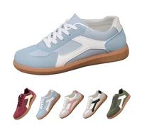 Womens Retro Sneakers Womens Lace Up Sneakers Patchwork Colour Block Trainers Vintage Flat Shoes Casual Walking Shoes Comfort Skate Shoe with Non Slip Sole Classic Fashion Trainers Blue