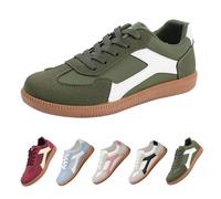 Womens Retro Sneakers Womens Lace Up Sneakers Patchwork Colour Block Trainers Vintage Flat Shoes Classic Fashion Trainers Casual Walking Shoes Comfort Skate Shoe with Non Slip Sole for Ladies Green