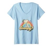 Womens Retro Snoopy Groovy Music 60s Vintage Festival Dancing Vibes V-Neck T-Shirt