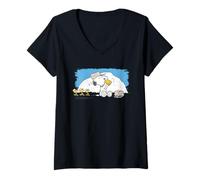 Womens Retro Snoopy Woodstock Scouts Summer Camp Adventure Nature V-Neck T-Shirt