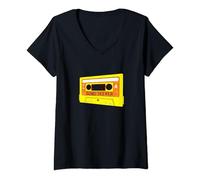 Womens Retro Song Seeker Cassette Tape Throwback V-Neck T-Shirt