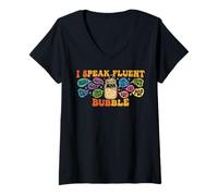Women's Retro Speak Bubble Language Pathologist SLP SLPA Speech V-Neck T-Shirt