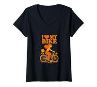 Womens Retro Sport & Nature Collection - I Love My Bike V-Neck T-Shirt