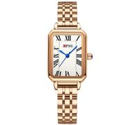 Women's Retro Square Gold Watch with Minimalist Roman Dial Elegant Adjustable Stainless Steel Band Quartz Movement Water Resistant Feature Along with Resizing Tool, Rose Gold, concise style