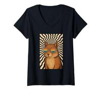 Women's Retro Squirrel with Rainbow Glasses - Cool Animal Stuff V-Neck T-Shirt