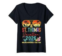 Women's Retro St. Thomas Vacation 2026 Memories Matching Group Trip V-Neck T-Shirt