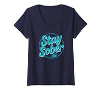 Womens Retro Stay Sober AA Mode On NA Anniversary Community Women V-Neck T-Shirt