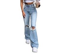 Women's Retro Style Bell Bottom Jeans High Waisted Slim Fit Long Bootcut Flare Denim Pants (z1, M)
