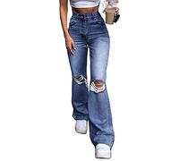 Women's Retro Style Bell Bottom Jeans High Waisted Slim Fit Long Bootcut Flare Denim Pants (z2, M)