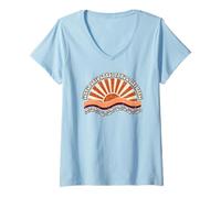 Women's Retro Summer Beach Dog Mom Gift Sandy Paws Tiny Hands V-Neck T-Shirt