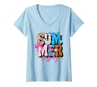 Women's Retro Summer Vibes Floral Cow Print Leopard Dot V-Neck T-Shirt