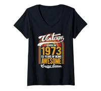 Womens Retro Sunset 53 Years of Awesome Born 1973-53rd Birthday V-Neck T-Shirt