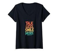 Women's Retro Talk Less Smile More V-Neck T-Shirt