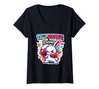 Women's Retro Tall Enough for Your Shins Funny Boxing Rabbit Meme V-Neck T-Shirt