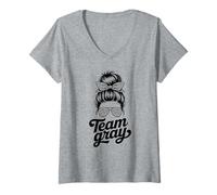 Women's Retro Team Gray Field Day Run Fun Summer Camp Dream Games V-Neck T-Shirt