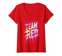Women's Retro Team RED Field Day Summer Camp Competition Camp V-Neck T-Shirt
