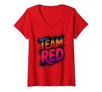 Women's Retro Team RED Field Day Summer Camp Competition Dragon V-Neck T-Shirt