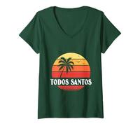 Women's Retro Todos Santos Tropical Vacation V-Neck T-Shirt
