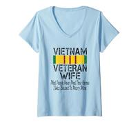 Womens Retro Vietnam Veteran Wife Military Vet Spouse V-Neck T-Shirt