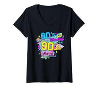 Womens Retro Vintage 1980s 80's Baby 1990s 90's Made Me Nostalgia V-Neck T-Shirt